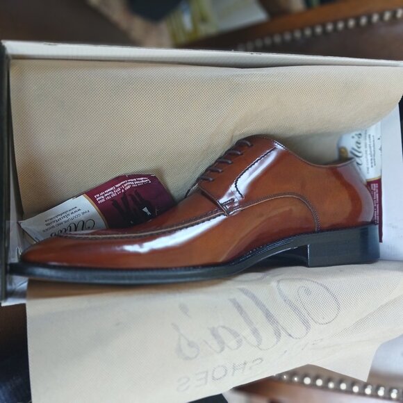 High sheen all leather mens laced formal oxfords. - Picture 2 of 11